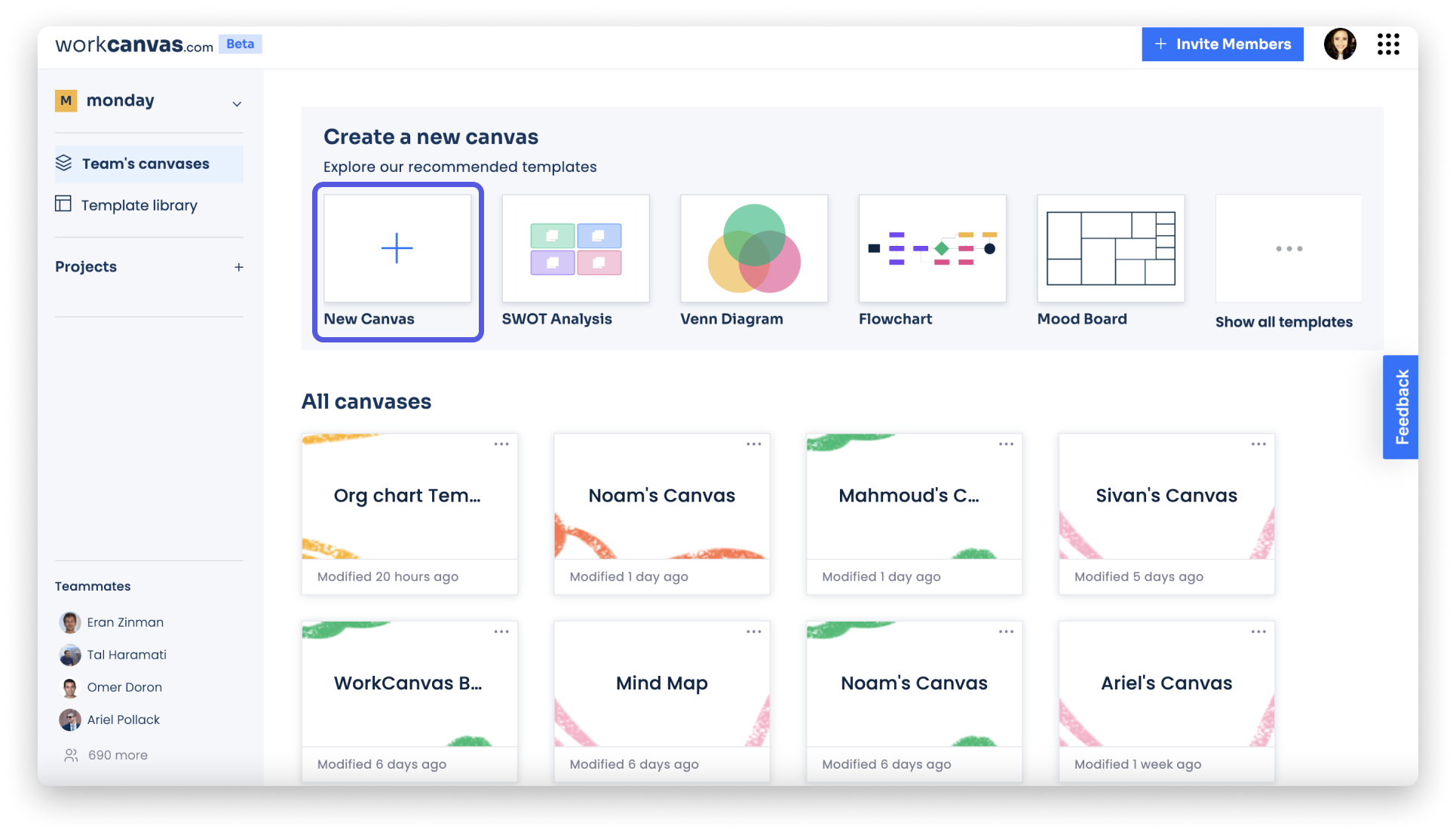 The WorkCanvas hierarchy Support