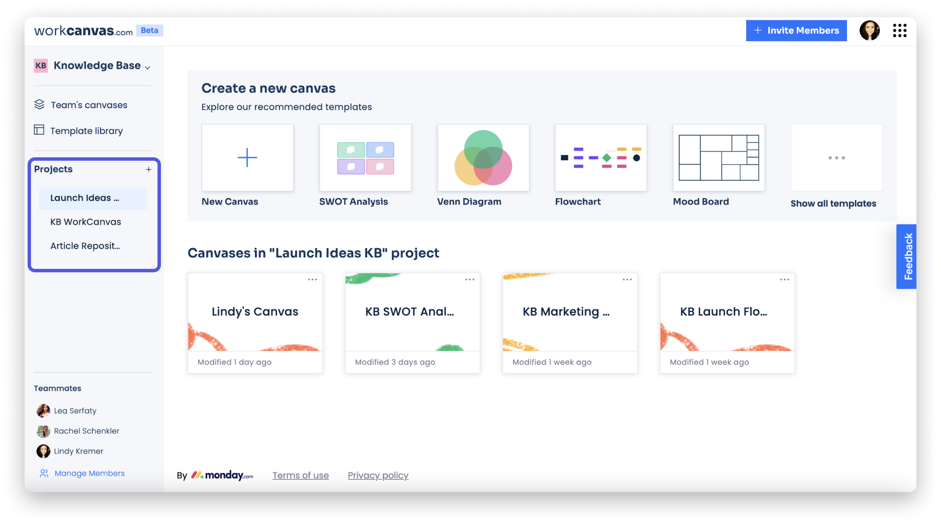 The WorkCanvas hierarchy Support