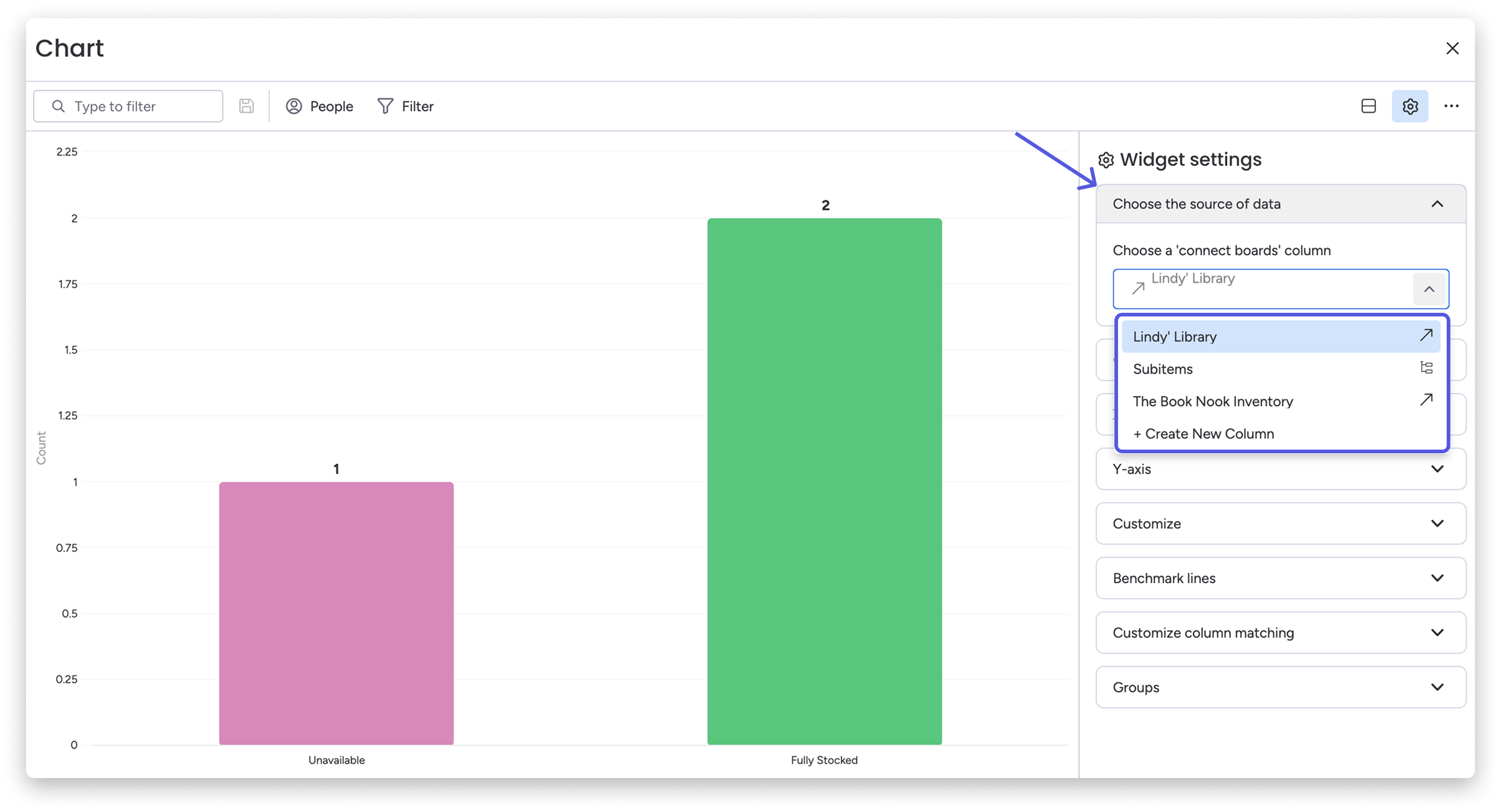 Insights- Choose Connected Boards Column for Item Widget.png