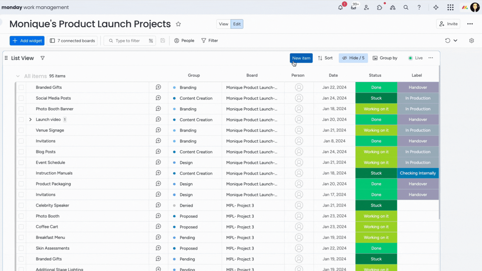 Insights- List View Widget Add Item.gif