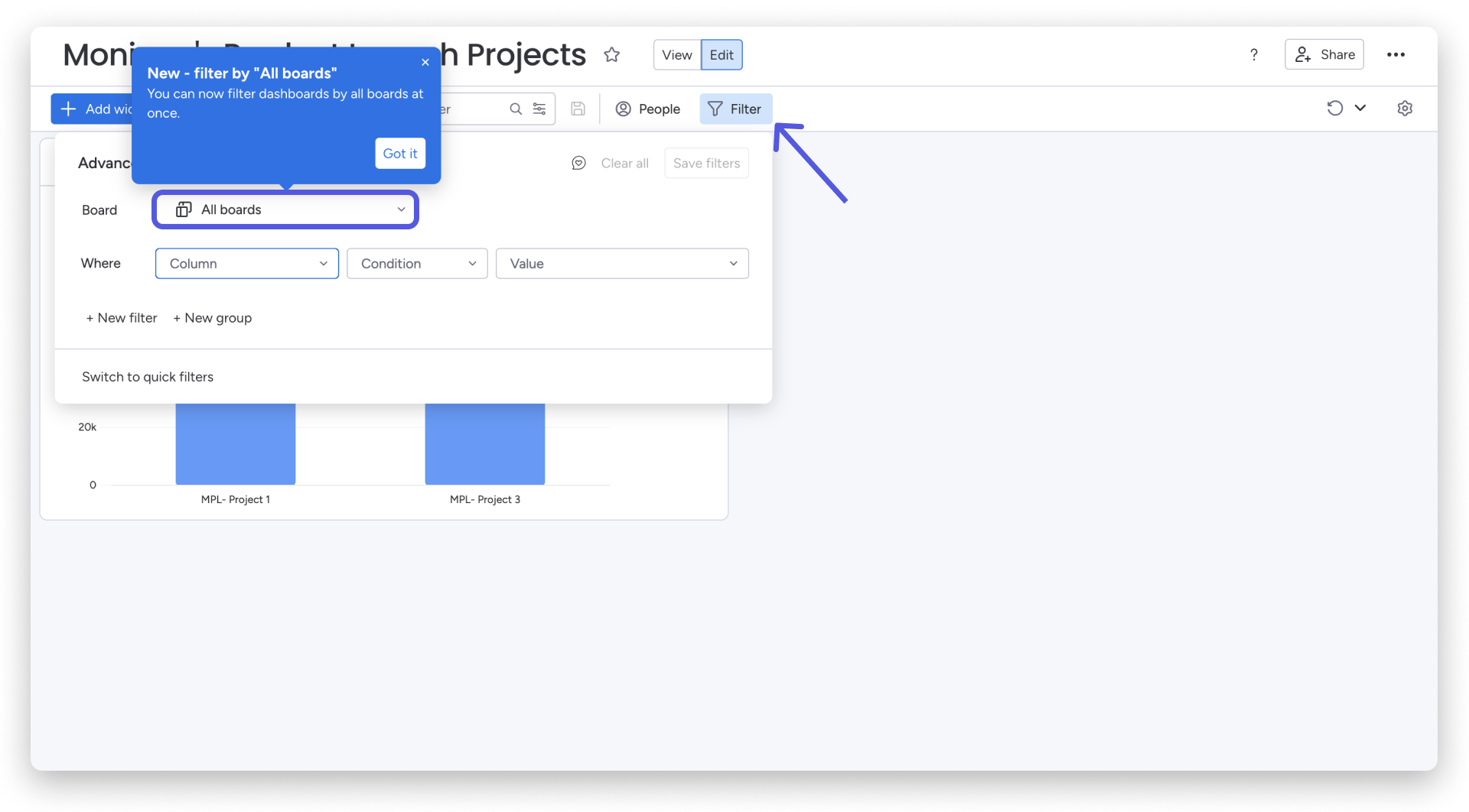 Insights- Filter dashboards by 