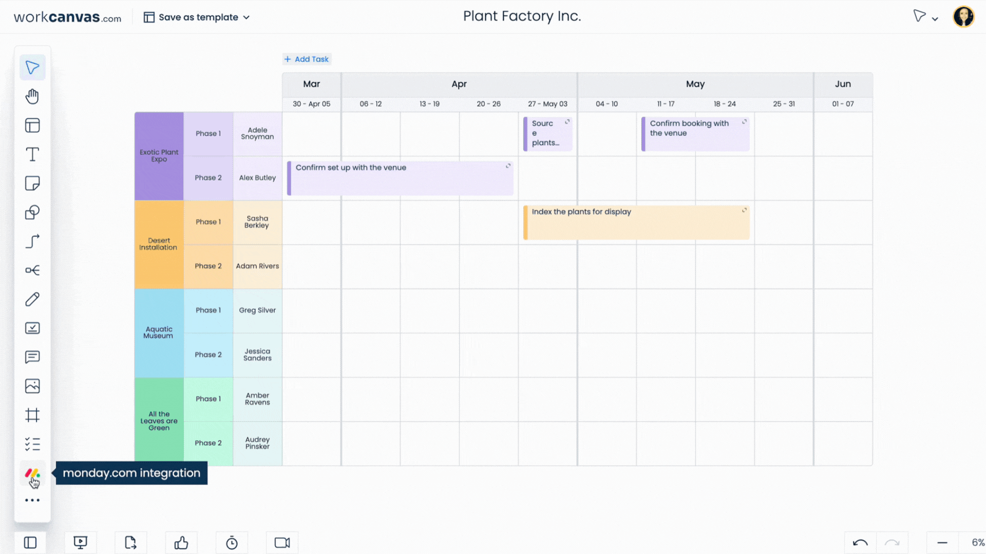 WC- Integrate monday board with Gantt Canvas.gif