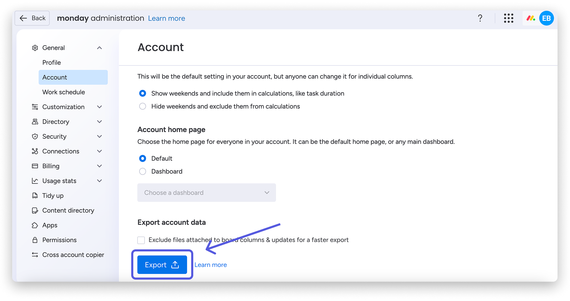 How to export your entire account's data – Support