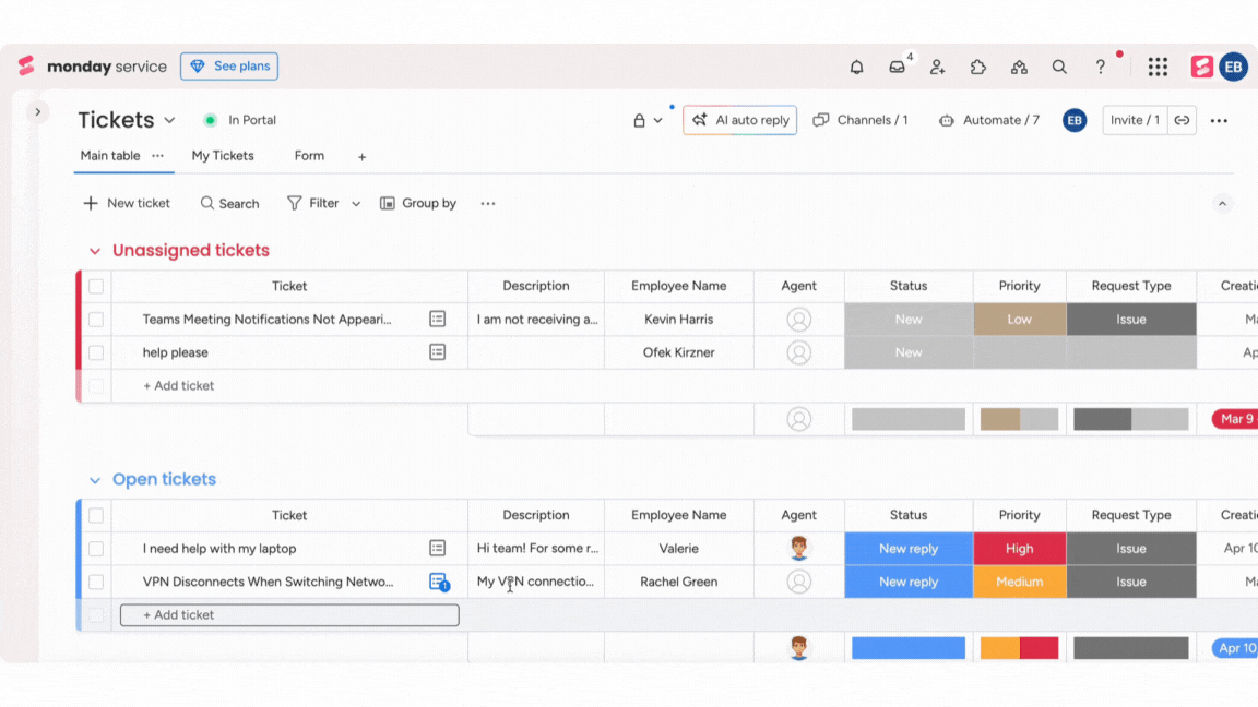 Get started with monday service – Support