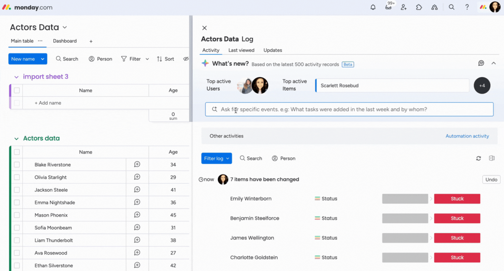 The Activity Log – Support