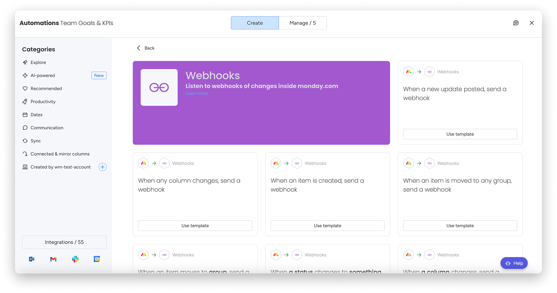 Webhook integration – Support