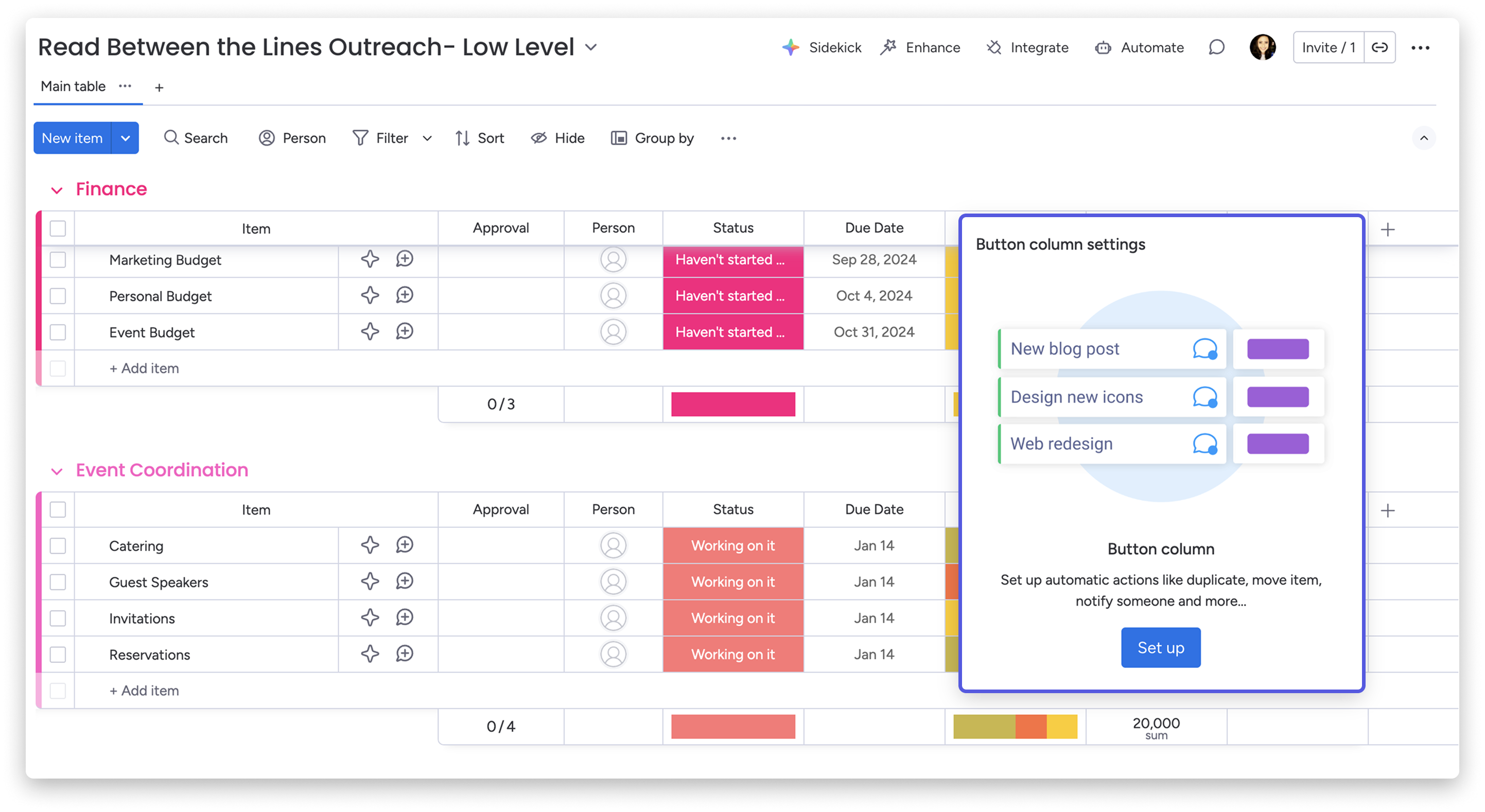 The Button Column – Support