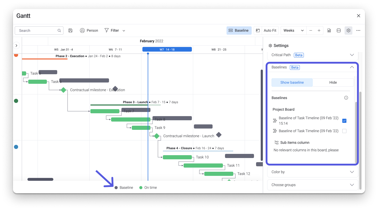 The Gantt Baseline Support