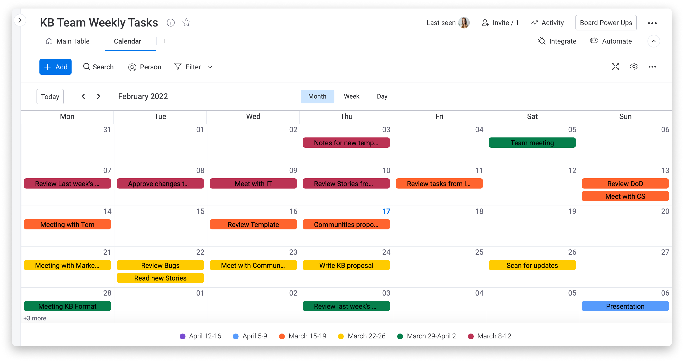 The Calendar View and Widget Support