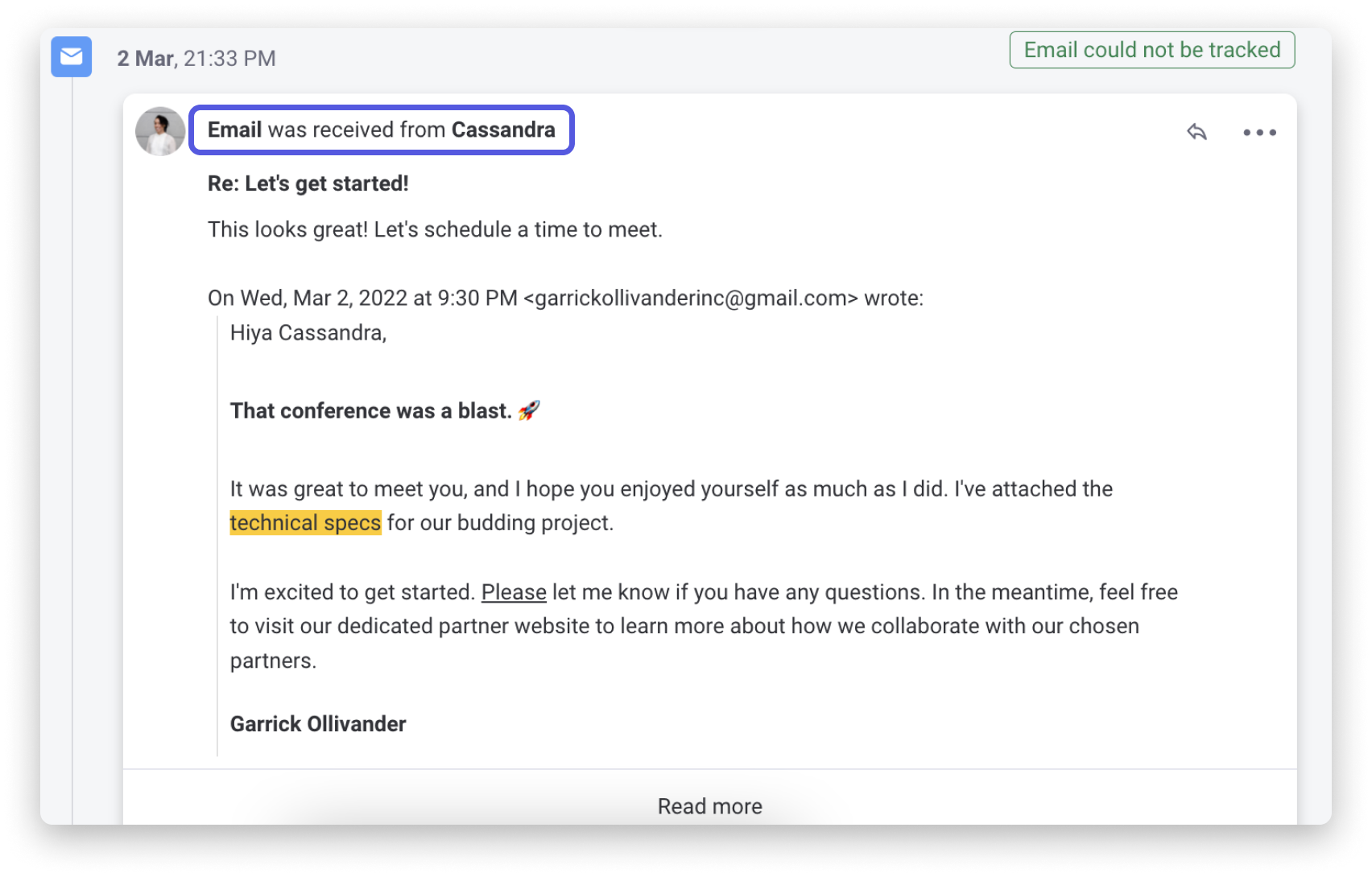 Emails & Activities on Support