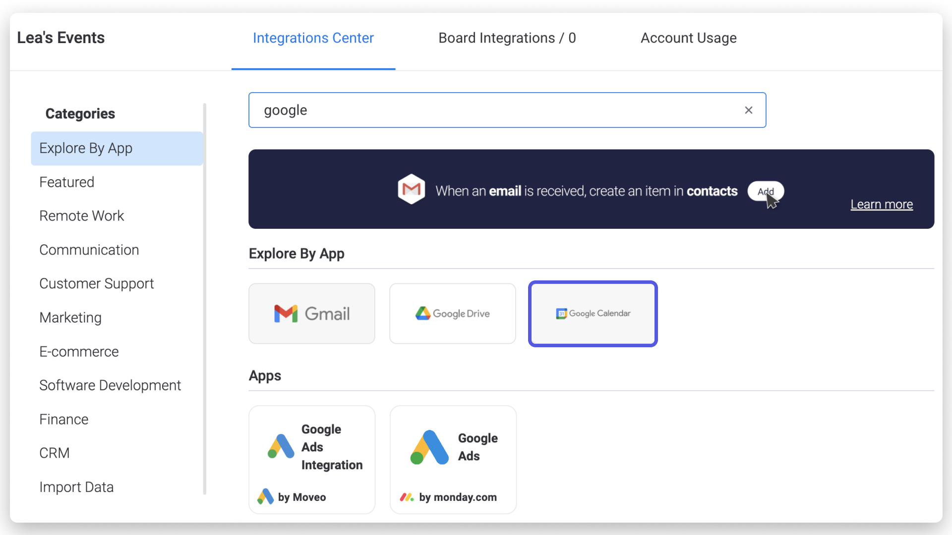 Google Calendar Integration Support