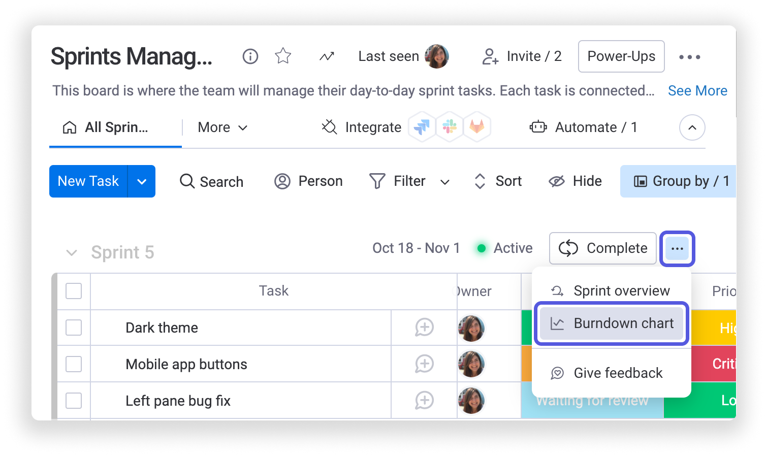 Sprint management with monday dev – Support